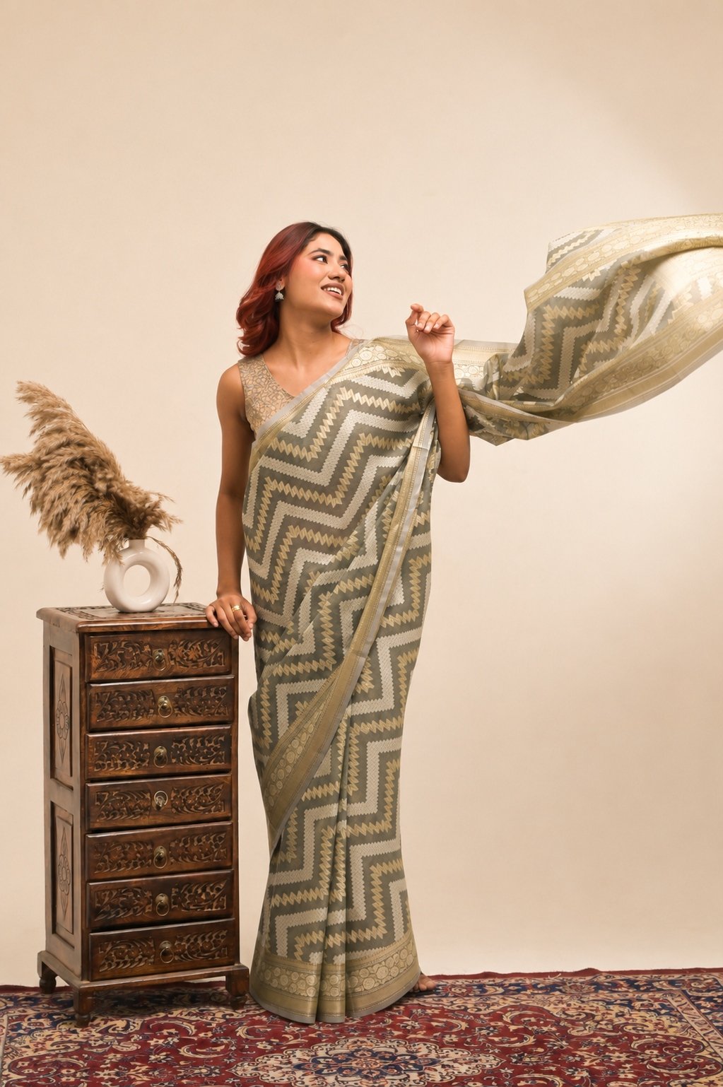 Handloom Banarasi Kora Silk Saree with Zari Work